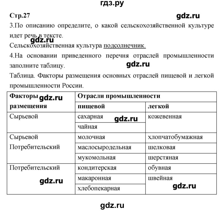 ГДЗ по географии 9 класс Ходова тетрадь-тренажер  страница - 27, Решебник