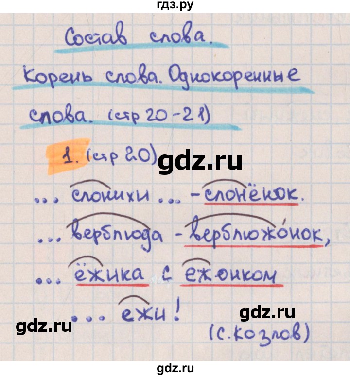 ГДЗ по русскому языку 3 класс Канакина тетрадь учебных достижений  страница - 20, Решебник №1