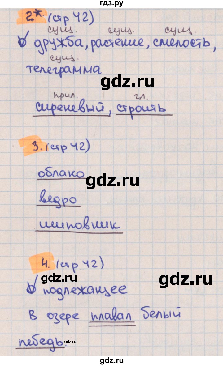 ГДЗ по русскому языку 3 класс Канакина тетрадь учебных достижений  страница - 42, Решебник №1