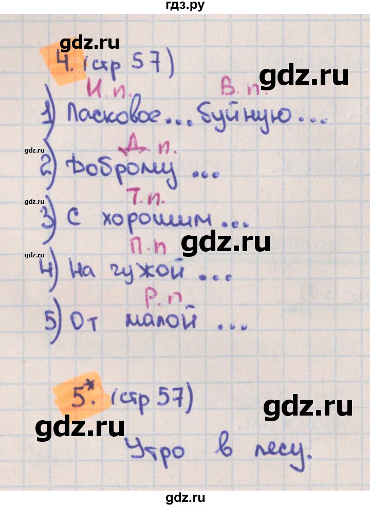 ГДЗ по русскому языку 3 класс Канакина тетрадь учебных достижений  страница - 57, Решебник №1