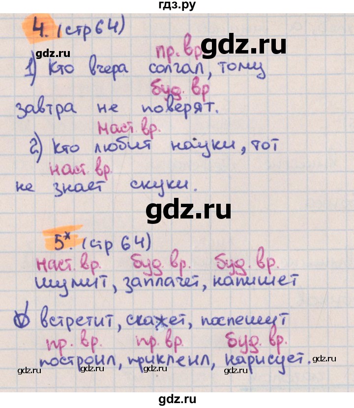 ГДЗ по русскому языку 3 класс Канакина тетрадь учебных достижений  страница - 64, Решебник №1