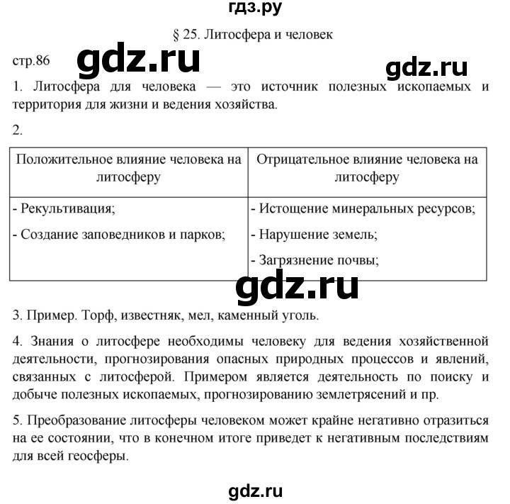 ГДЗ по географии 5‐6 класс Алексеев   страница - 86, Решебник к учебнику 2022