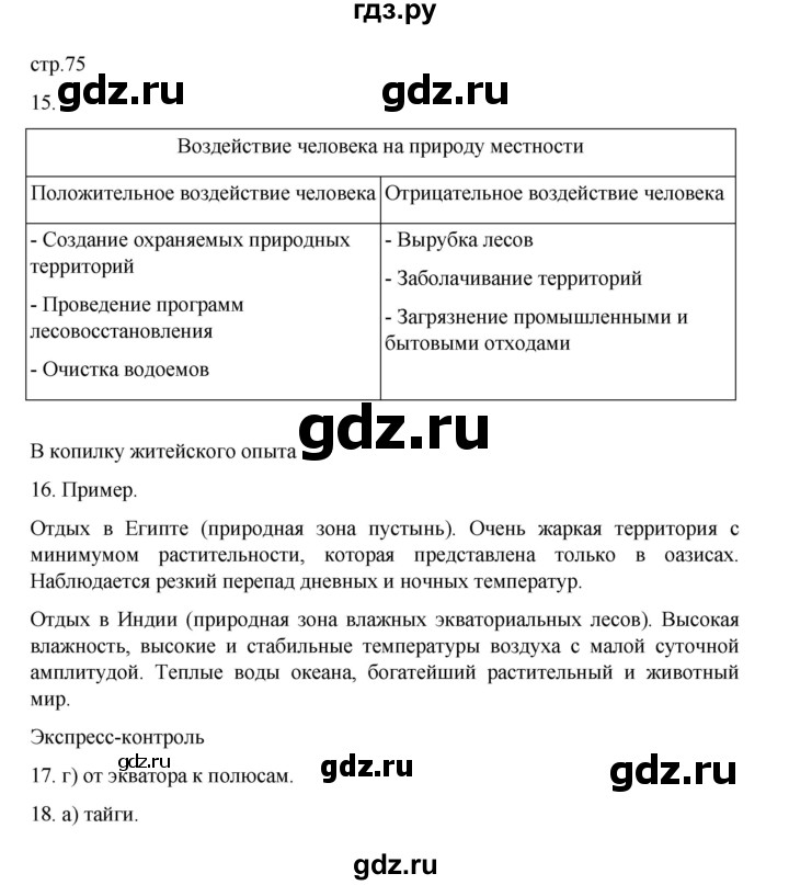 ГДЗ по географии 5‐6 класс Николина мой тренажер (Алексеев)  страница - 75, Решебник 2023