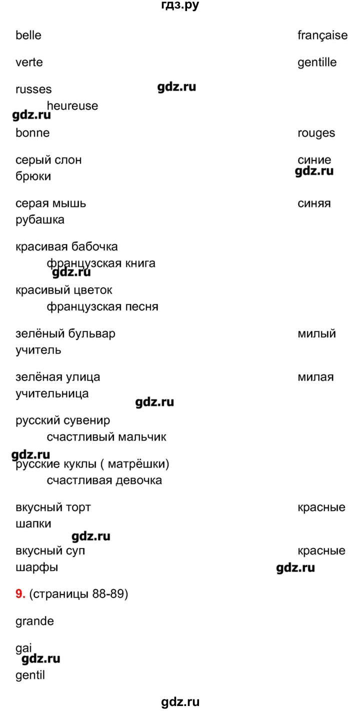 ГДЗ по французскому языку 5 класс Береговская Loiseau bleu  часть 1. страница - 88, Решебник