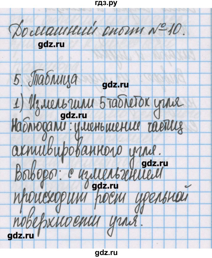 ГДЗ по химии 7 класс Габриелян тетрадь для лабораторных опытов и практических работ  домашний опыт - 10, Решебник