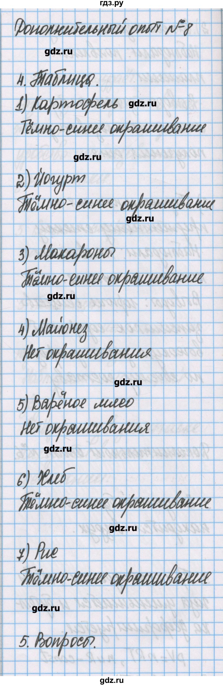 ГДЗ по химии 7 класс Габриелян тетрадь для лабораторных опытов и практических работ  дополнительный опыт - 8, Решебник