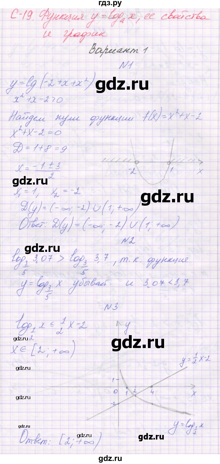 ГДЗ по алгебре 11 класс Александрова самостоятельные работы  Базовый уровень С-19. вариант - 1, Решебник