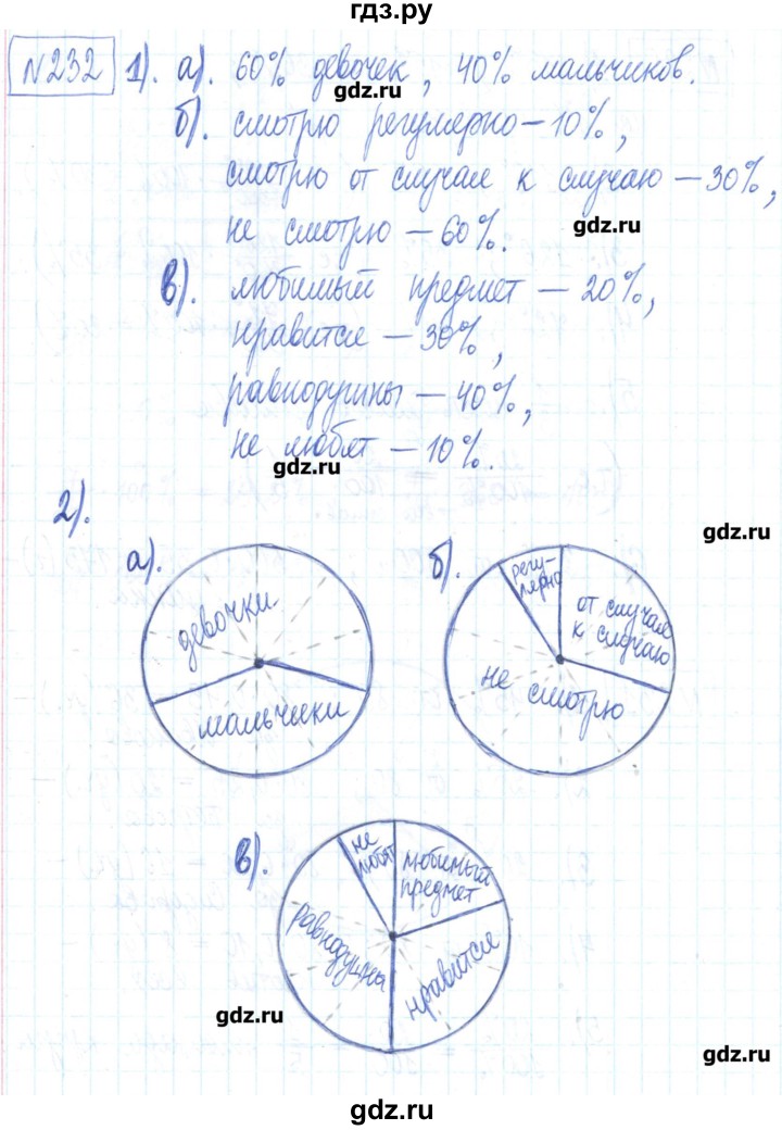 ГДЗ по математике 6 класс Муравин рабочая тетрадь  упражнение - 232, Решебник