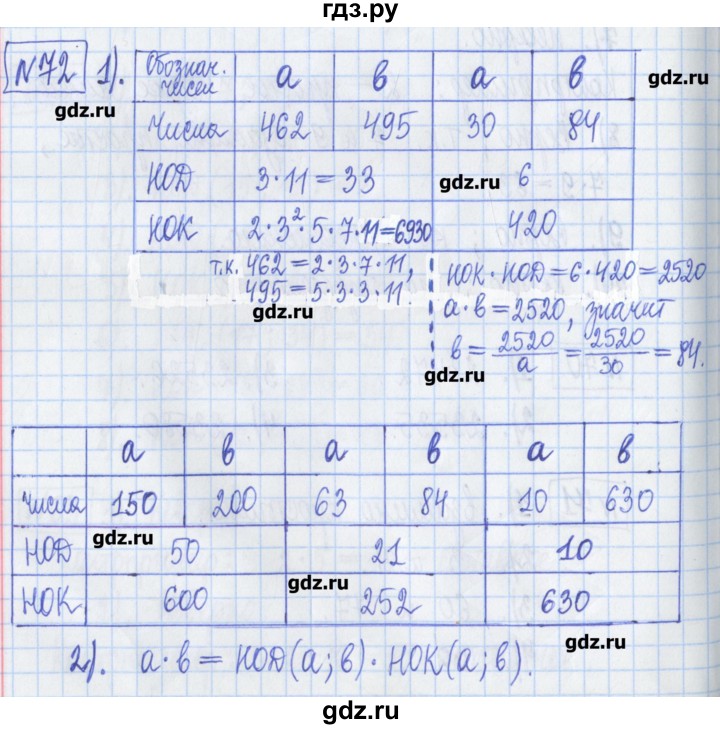 ГДЗ по математике 6 класс Муравин рабочая тетрадь  упражнение - 72, Решебник