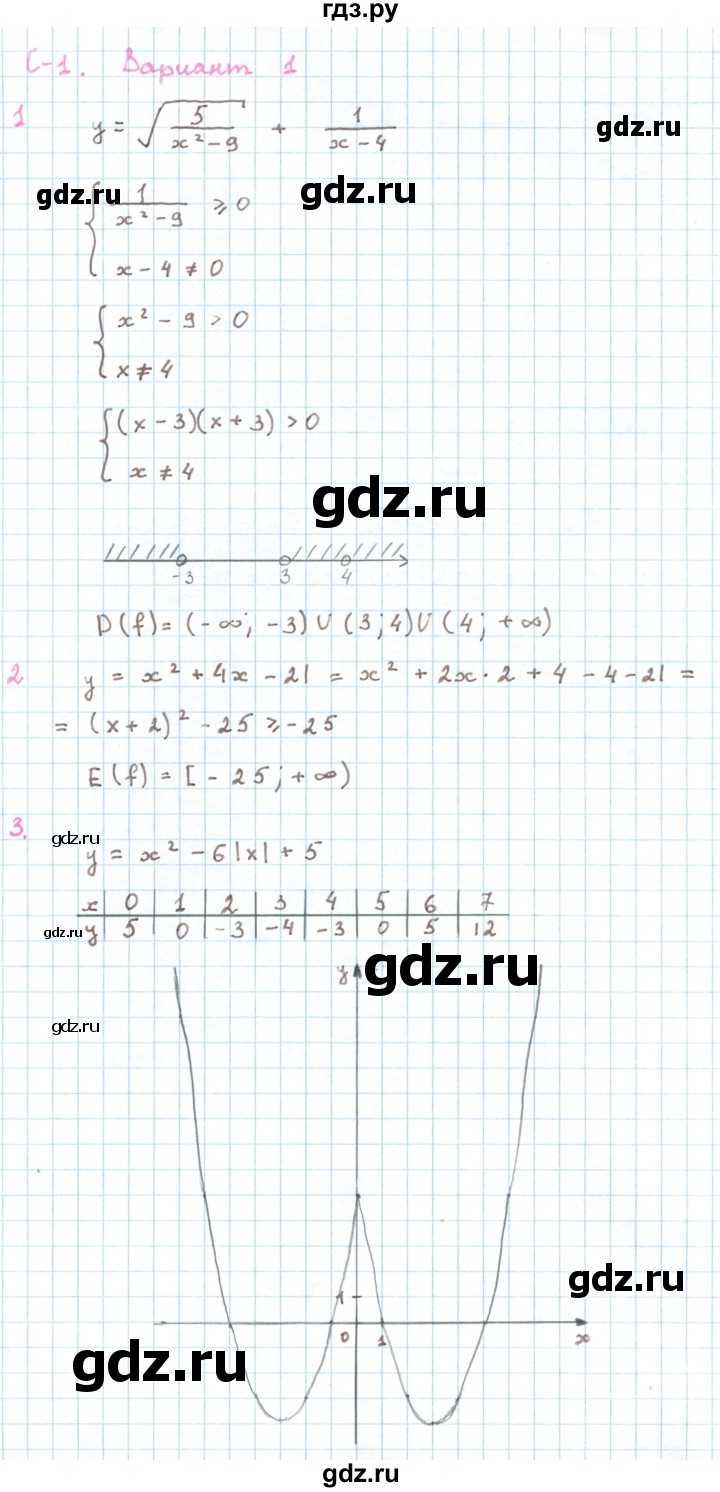 ГДЗ по алгебре 10 класс Александрова самостоятельные работы  Базовый уровень С-1. вариант - 1, Решебник