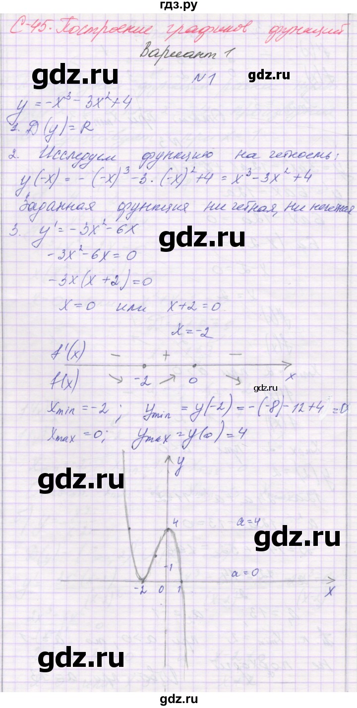 ГДЗ по алгебре 10 класс Александрова самостоятельные работы  Базовый уровень С-45. вариант - 1, Решебник