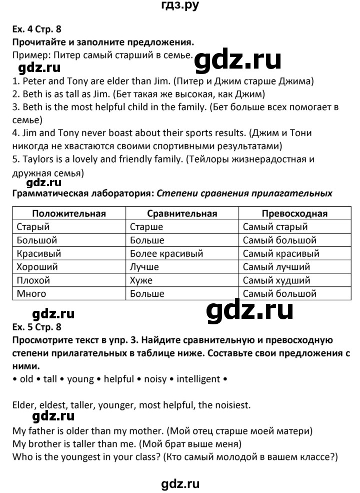 ГДЗ по английскому языку 5 класс Несвит   страница - 8, Решебник