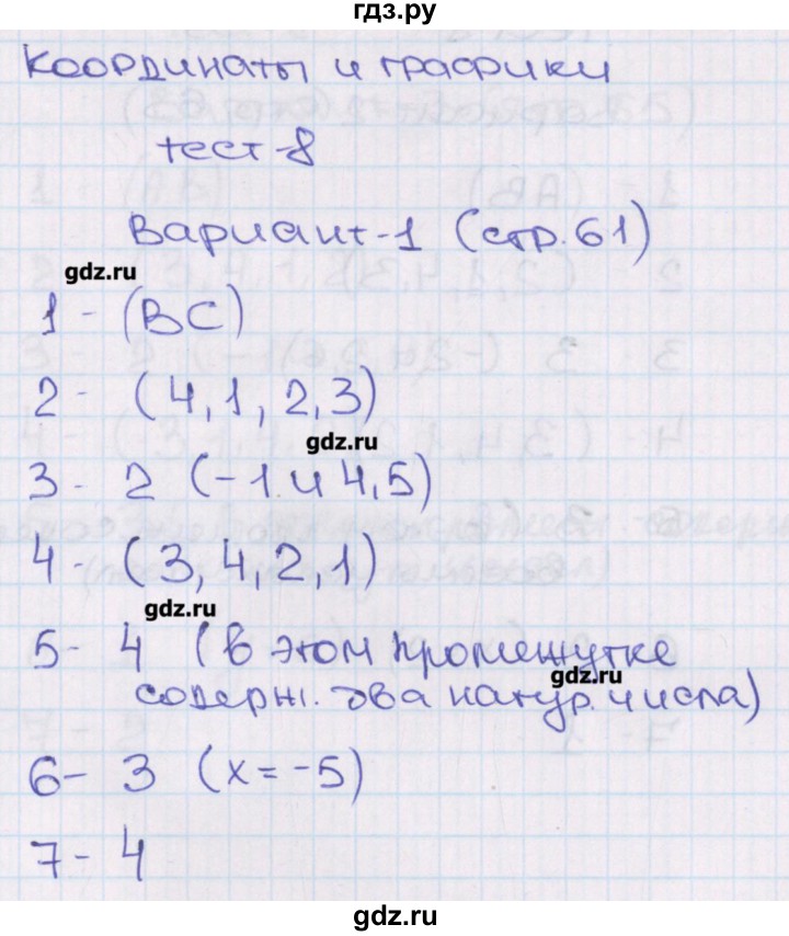 ГДЗ по алгебре 7 класс Кузнецова тематические тесты ГИА  тест 8. вариант - 1, Решебник