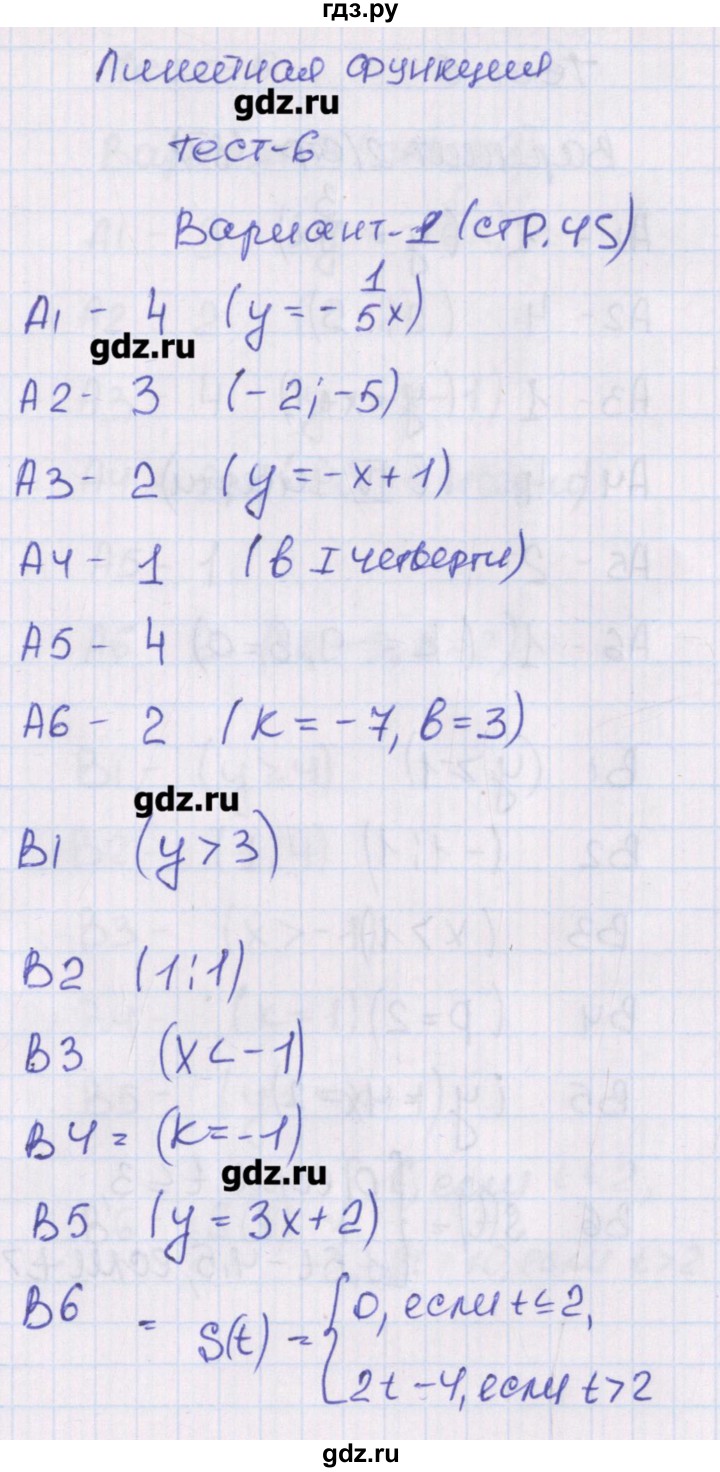 ГДЗ по алгебре 8 класс Чулков тематические тесты  тест 6. вариант - 1, Решебник