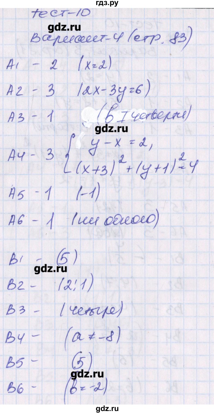 ГДЗ по алгебре 8 класс Чулков тематические тесты  тест 10. вариант - 4, Решебник