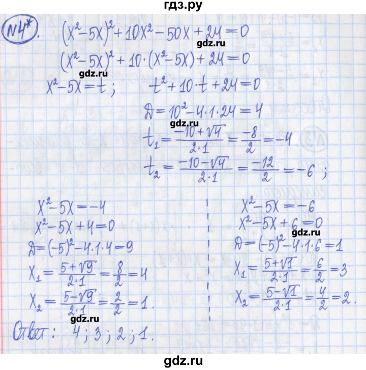 ГДЗ по алгебре 8 класс Потапов дидактические материалы   контрольные работа / К-4 / вариант 1 - 4, Решебник №1
