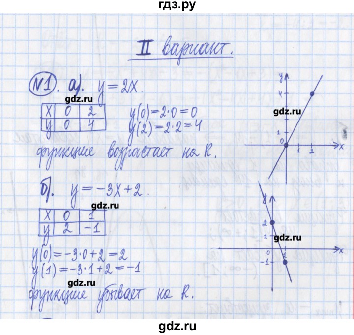 ГДЗ Контрольные Работа / К-5 / Вариант 2 1 Алгебра 8 Класс.