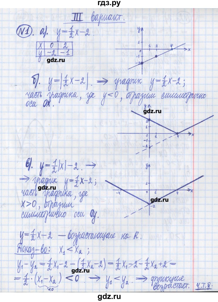 ГДЗ по алгебре 8 класс Потапов дидактические материалы   контрольные работа / К-5 / вариант 3 - 1, Решебник №1