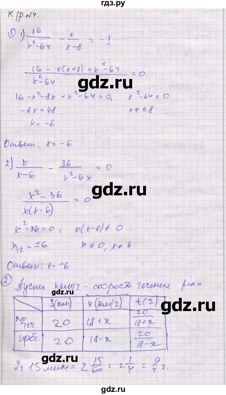 ГДЗ по алгебре 8 класс Мерзляк самостоятельные и контрольные работы  Углубленный уровень контрольные работы / вариант 2 - 4, Решебник