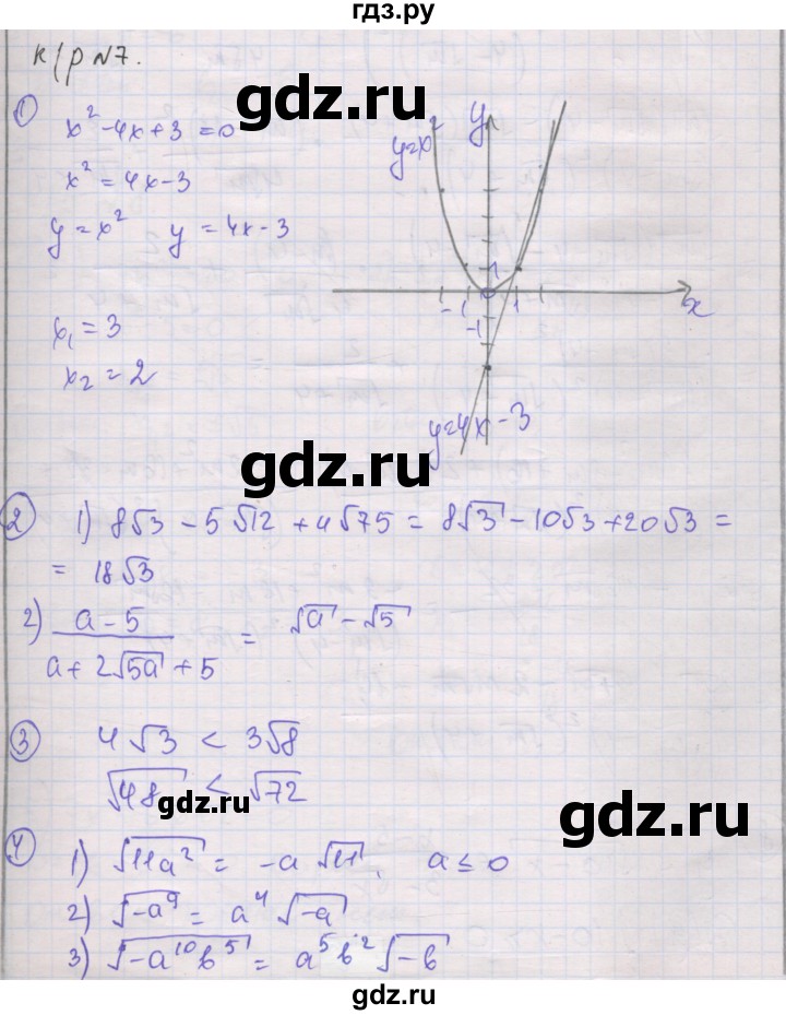 ГДЗ по алгебре 8 класс Мерзляк самостоятельные и контрольные работы  Углубленный уровень контрольные работы / вариант 2 - 7, Решебник