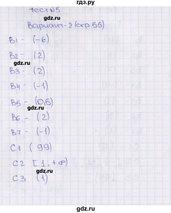 ГДЗ по алгебре 11 класс  Шепелева тематические тесты ЕГЭ Базовый и углубленный уровень тест 5. вариант - 2, Решебник