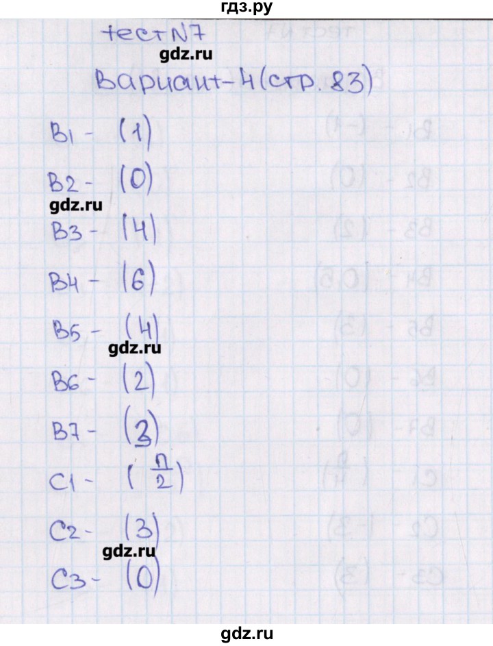 ГДЗ по алгебре 11 класс  Шепелева тематические тесты ЕГЭ Базовый и углубленный уровень тест 7. вариант - 4, Решебник