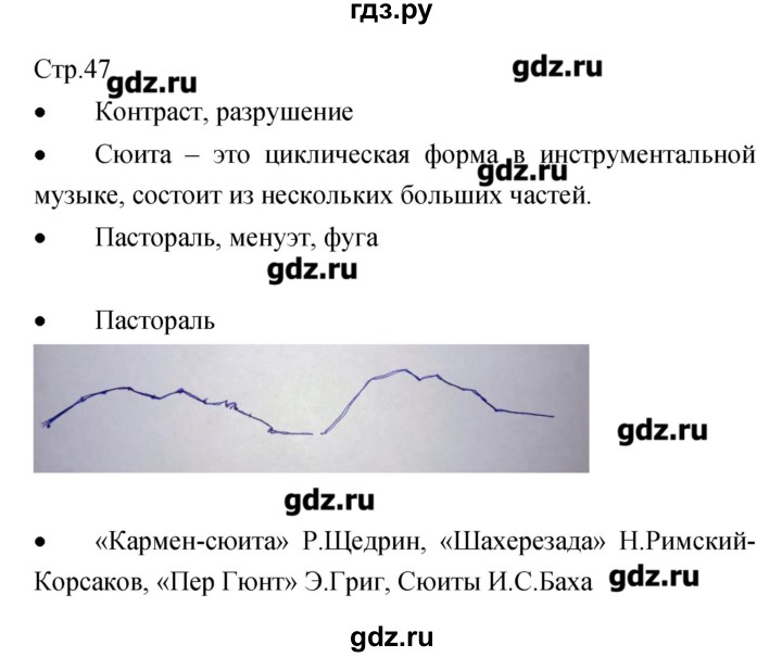 ГДЗ по музыке 7 класс Сергеева творческая тетрадь  страница - 47, Решебник