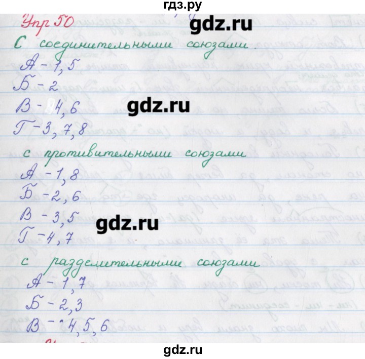 ГДЗ по русскому языку 9 класс Литвинова рабочая тетрадь (Разумовская)  упражнение - 50, Решебник №1