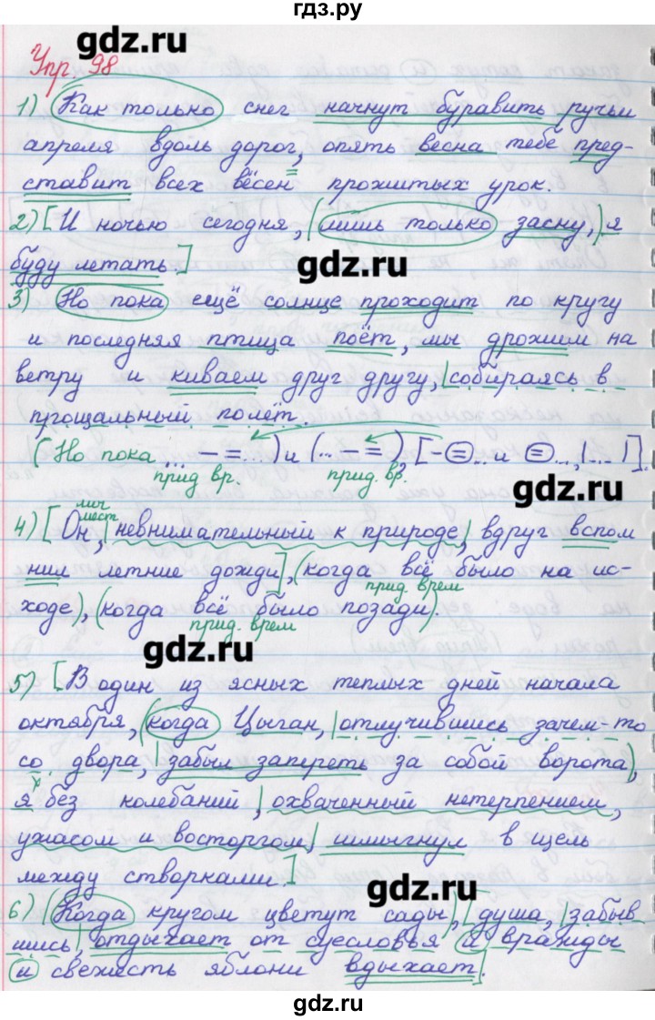 ГДЗ упражнение 98 русский язык 9 класс рабочая тетрадь Литвинова