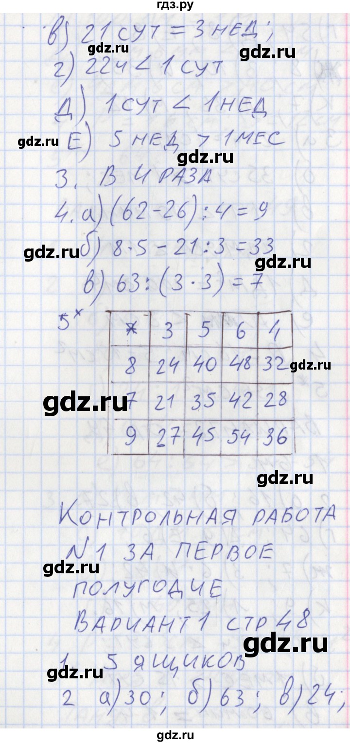 ГДЗ по математике 3 класс Ситникова контрольно-измерительные материалы  страница - 48, Решебник №1