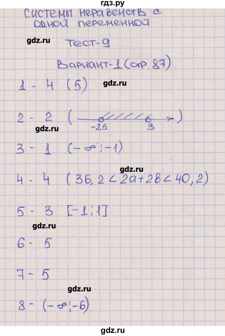 ГДЗ по алгебре 8 класс Дудницын тематические тесты ОГЭ  тест 9. вариант - 1, Решебник