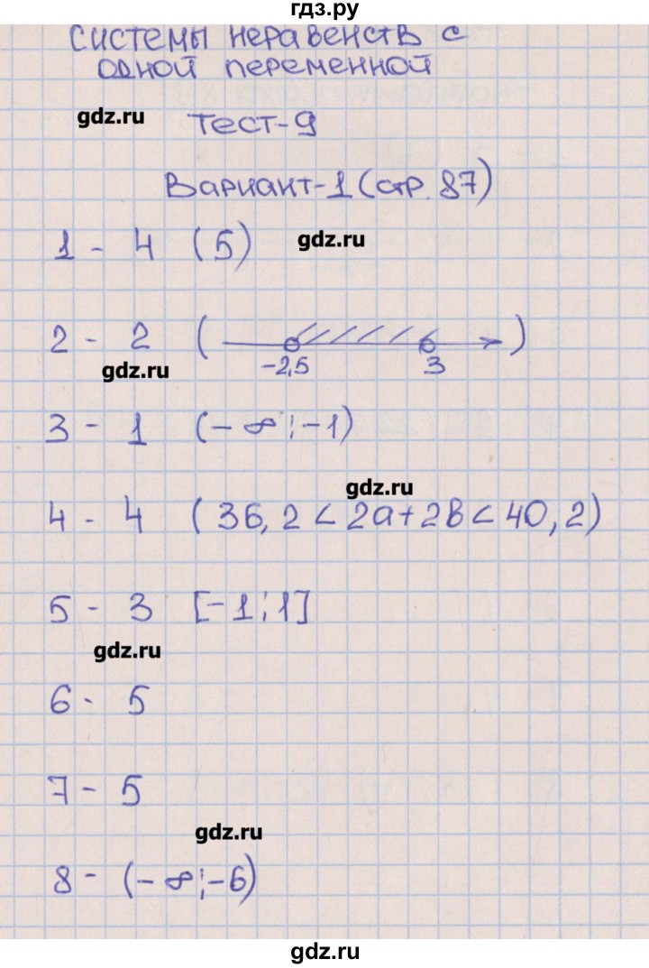 ГДЗ по алгебре 8 класс Дудницын тематические тесты ОГЭ (Макарычев)  тест 9. вариант - 1, Решебник