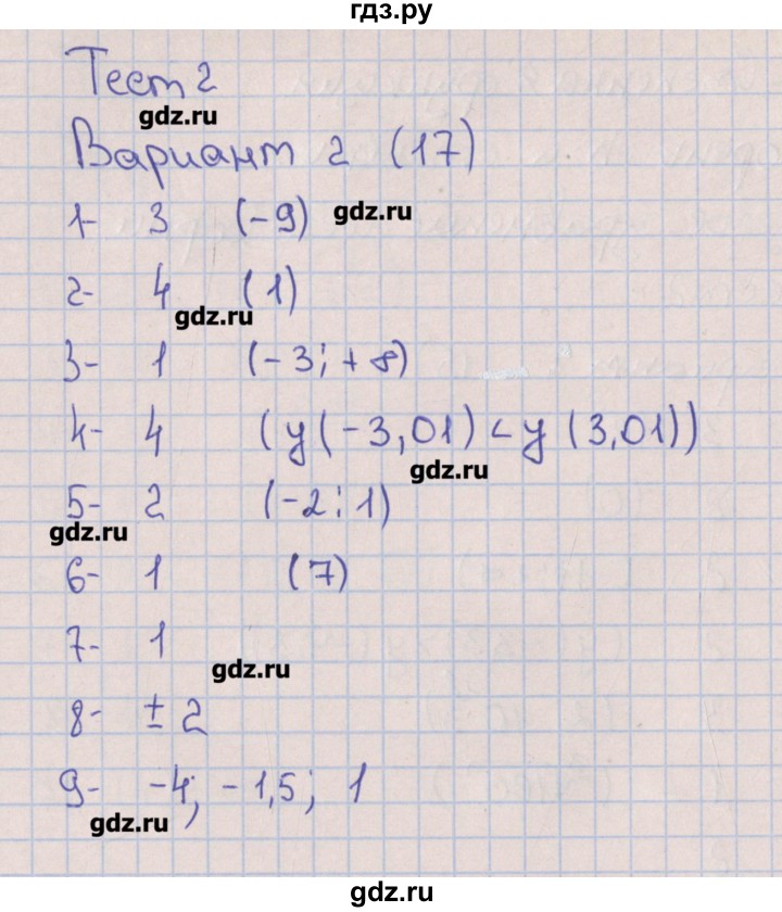 ГДЗ по алгебре 9 класс Дудницын тематические тесты ОГЭ  тест 2. вариант - 2, Решебник