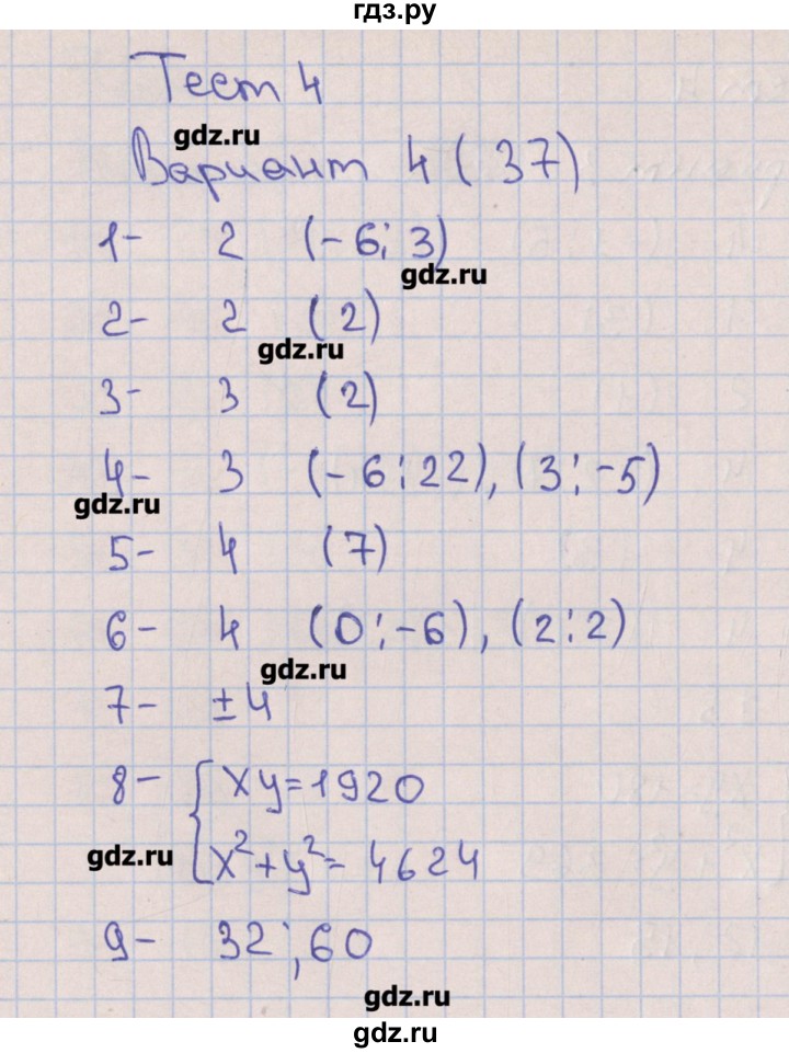 ГДЗ по алгебре 9 класс Дудницын тематические тесты ОГЭ  тест 4. вариант - 4, Решебник