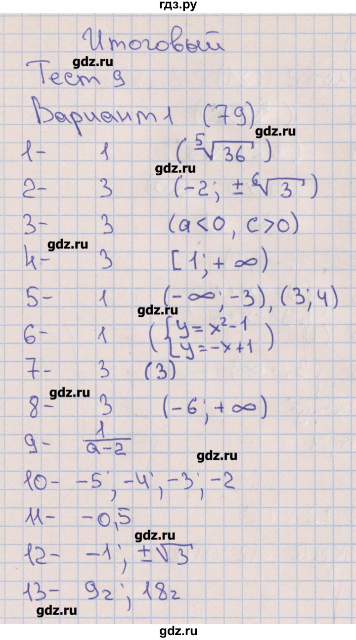 ГДЗ по алгебре 9 класс Дудницын тематические тесты ОГЭ  тест 9. вариант - 1, Решебник