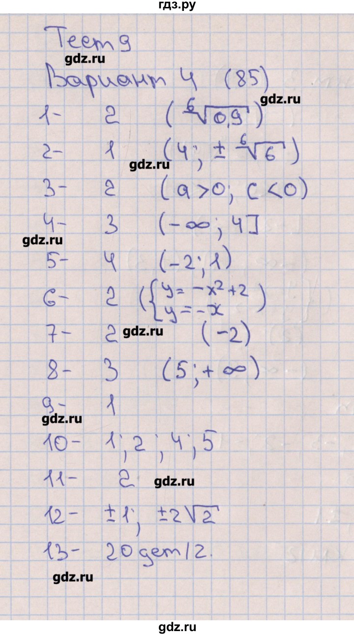 ГДЗ по алгебре 9 класс Дудницын тематические тесты ОГЭ  тест 9. вариант - 4, Решебник