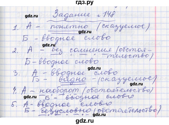 ГДЗ по русскому языку 8 класс Литвинова рабочая тетрадь  упражнение - 148, Решебник