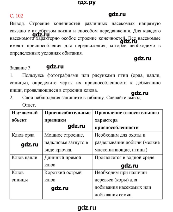 ГДЗ по биологии 9 класс Пономарева рабочая тетрадь  страница - 102, Решебник