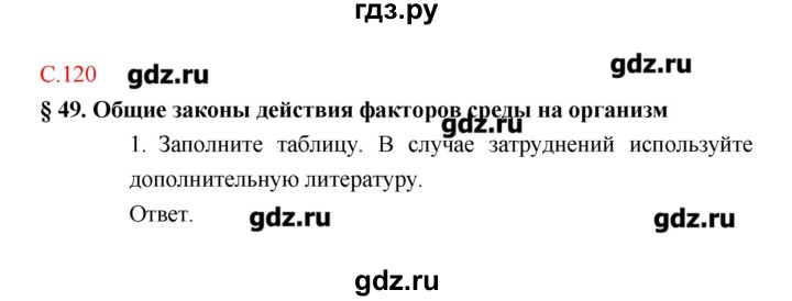 ГДЗ по биологии 9 класс Пономарева рабочая тетрадь  страница - 120, Решебник