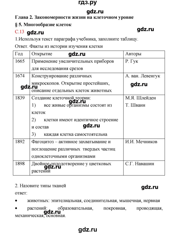 ГДЗ по биологии 9 класс Пономарева рабочая тетрадь  страница - 13, Решебник