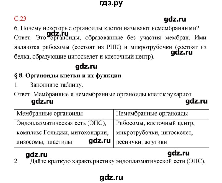 ГДЗ по биологии 9 класс Пономарева рабочая тетрадь  страница - 23, Решебник