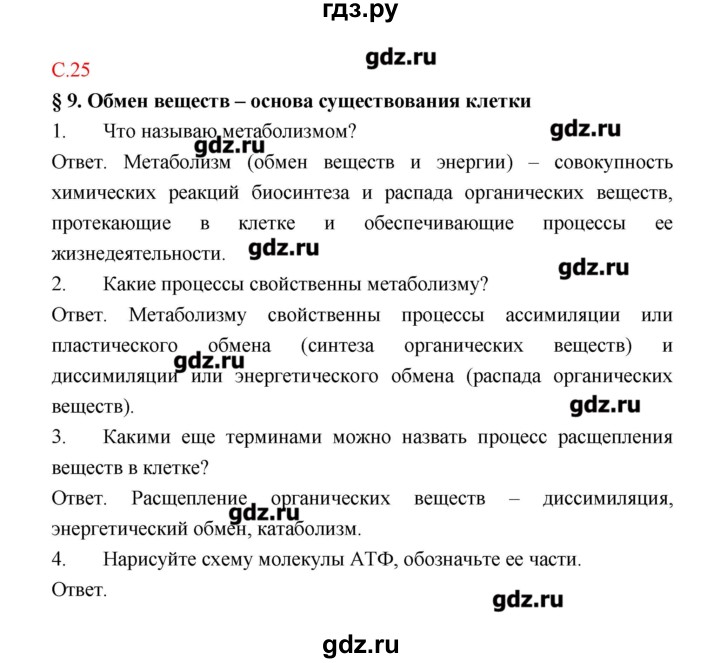 ГДЗ по биологии 9 класс Пономарева рабочая тетрадь  страница - 25, Решебник