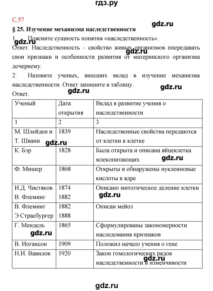 ГДЗ по биологии 9 класс Пономарева рабочая тетрадь  страница - 57, Решебник