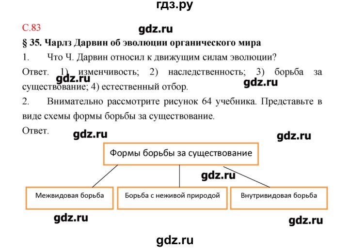 ГДЗ по биологии 9 класс Пономарева рабочая тетрадь  страница - 83, Решебник