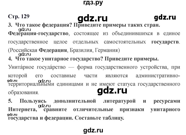 ГДЗ по обществознанию 6 класс Никитин   страница - 129, Решебник