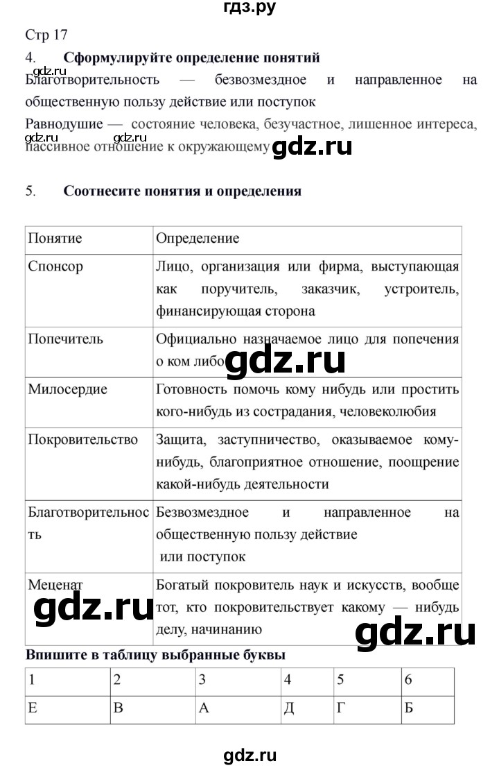 ГДЗ по обществознанию 6 класс Федорова рабочая тетрадь (Никитин)  страница - 17, Решебник