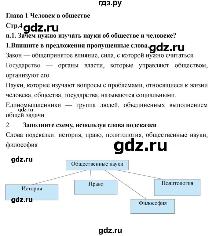 ГДЗ по обществознанию 6 класс Федорова рабочая тетрадь (Никитин)  страница - 4, Решебник