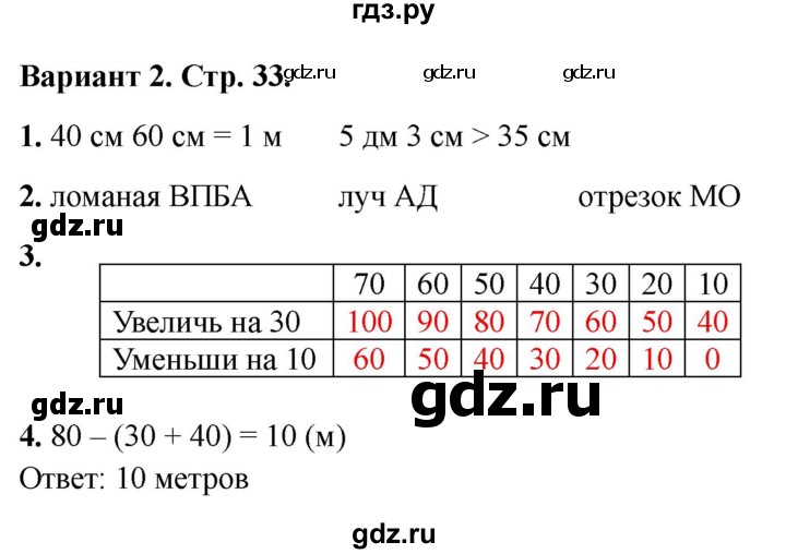 ГДЗ по математике 2 класс Миракова проверочные работы (Дорофеев)  проверочная работа 8 - Вариант 2, Решебник 2023