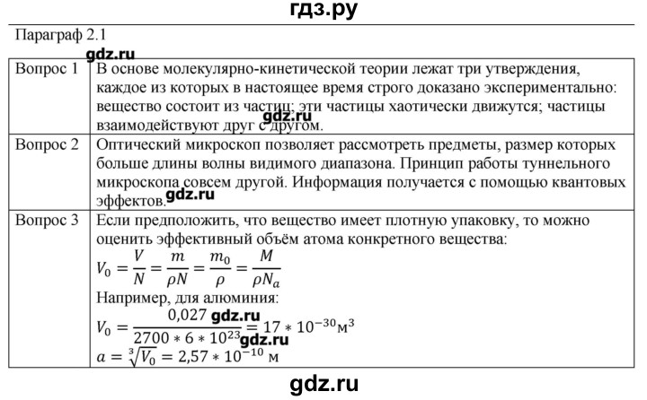 ГДЗ по физике 10 класс Мякишев молекулярная физика. термодинамика Углубленный уровень глава 2 / вопросы. параграф - 1, Решебник