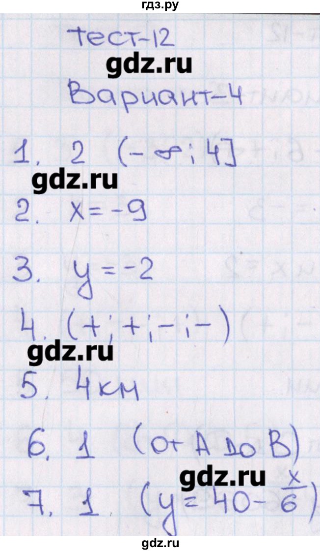 ГДЗ по алгебре 8 класс Кузнецова тематические тесты ОГЭ (Дорофеев)  тест 12. вариант - 4, Решебник